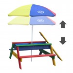 Masuta copii cu Bancute Curcubeu din lemn si Cutii cu Nisip - Bancuta cu Masuta Axi pentru Picnic si Activitati 2 in 1 cu recipente pentru nisip si apa Masuta copii cu Bancute Curcubeu din lemn si Cutii cu Nisip - Bancuta cu Masuta Axi pentru Picnic si Activitati 2 in 1 cu recipente pentru nisip si apa